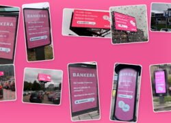 Bankera reklamos mobiliųjų telefonų ekranuose ir lauko stenduose