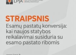 Lietuvos projektavimo įmonių asociacijos straipsnio viršelis apie esamų pastatų konversiją