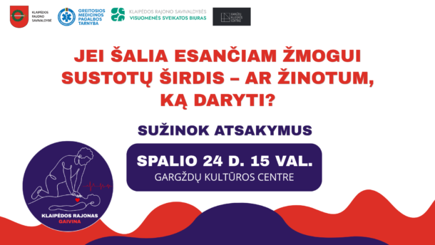 Informacinis plakatas apie gaivinimo mokymus Gargždų kultūros centre
