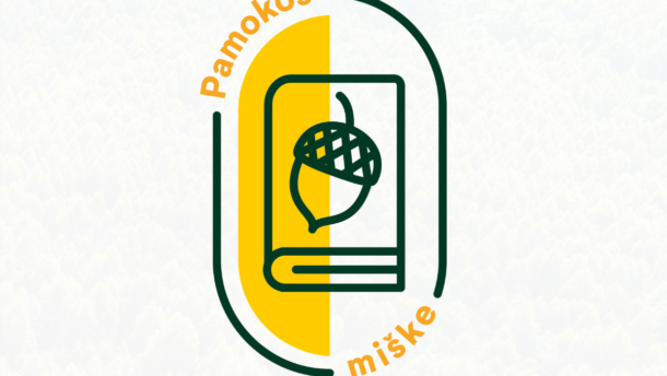 Miško panorama su logotipu „Pamokos miške“