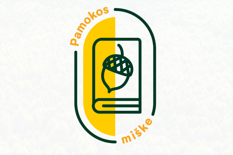 Miško panorama su logotipu „Pamokos miške“
