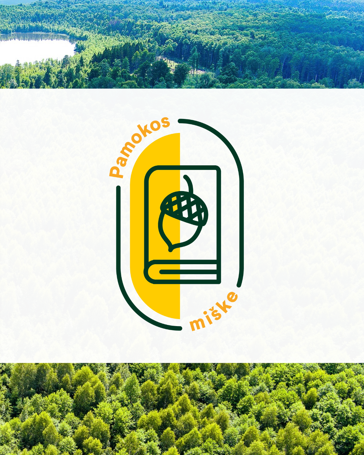 Miško panorama su logotipu „Pamokos miške“