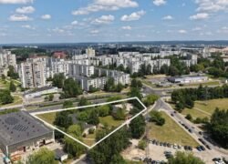 Iš paukščio skrydžio matoma Šeškinės teritorija su pažymėtu sklypu