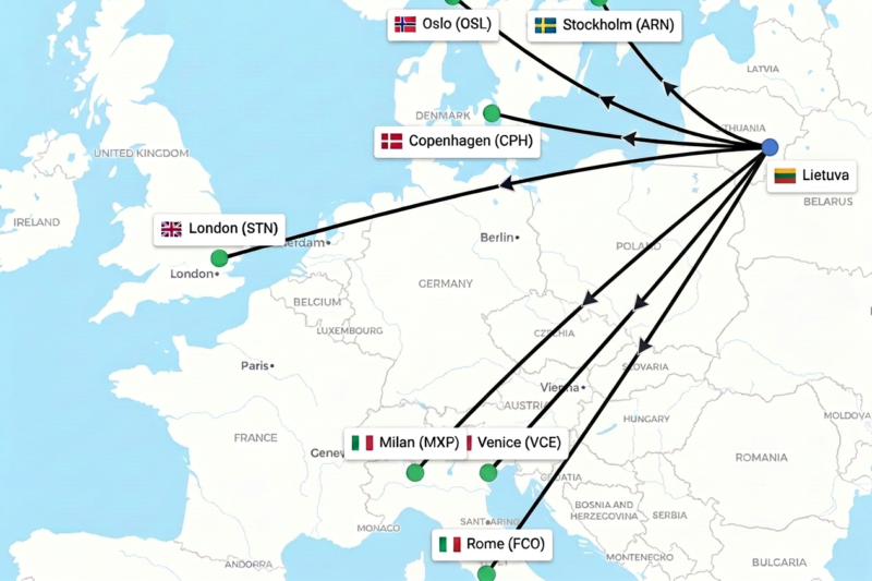 Paaiškėjo, kur lietuviai dažniausiai skris 2026 metais: viršūnėje Londonas